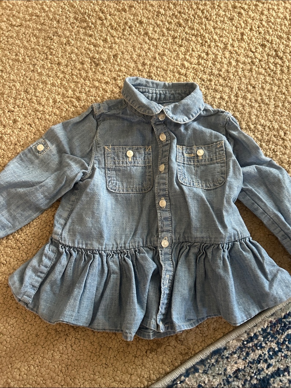 Polo by Ralph Lauren Light Blue Denim Peplum Shirt